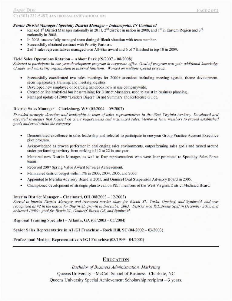 Sample Resume for area Sales Manager In Pharma Company Pharmaceutical Sales Manager Resume