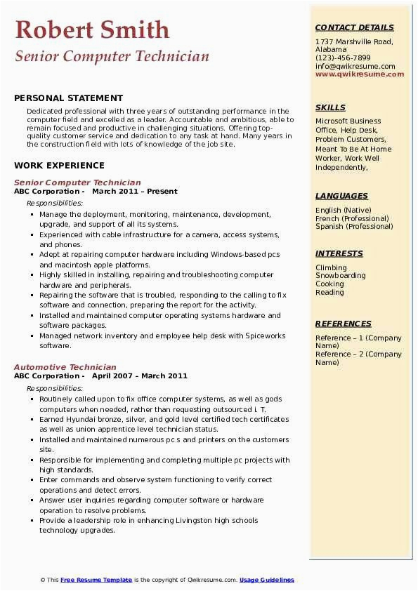 Sample Resume for Computer Shop assistant Puter Technician Job Description Resume Inspirational Puter
