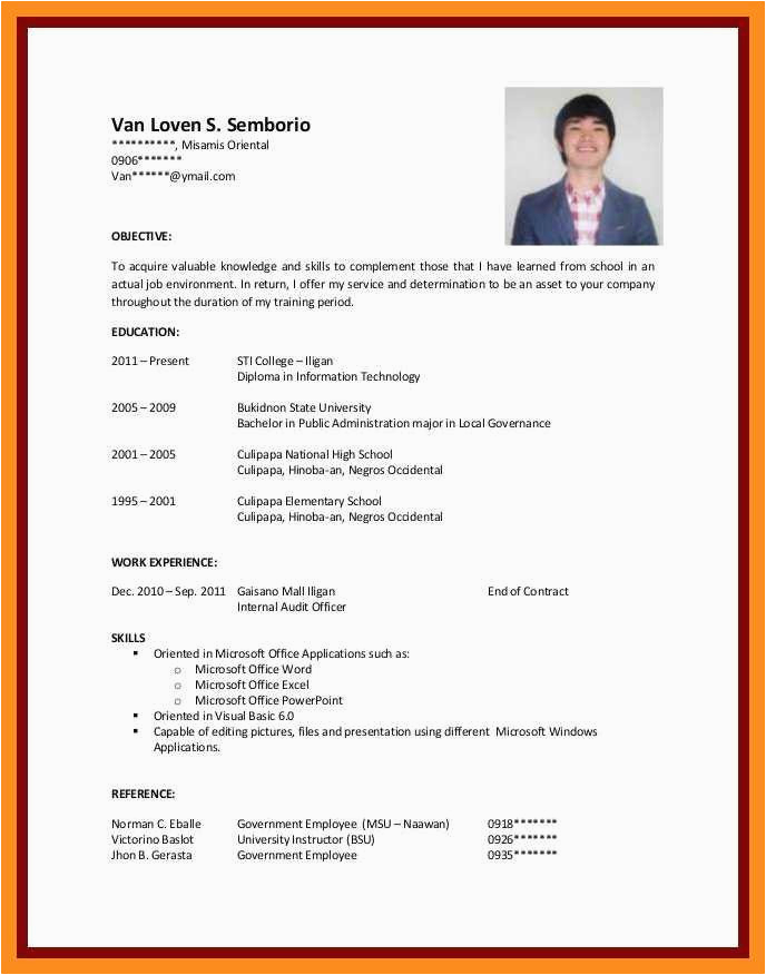 Sample Resume for It Students with No Experience Resume for Students with No Work Experience