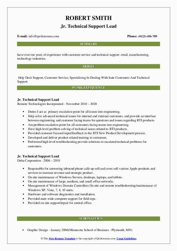 Sample Resume for It Support Lead Technical Support Lead Resume Samples