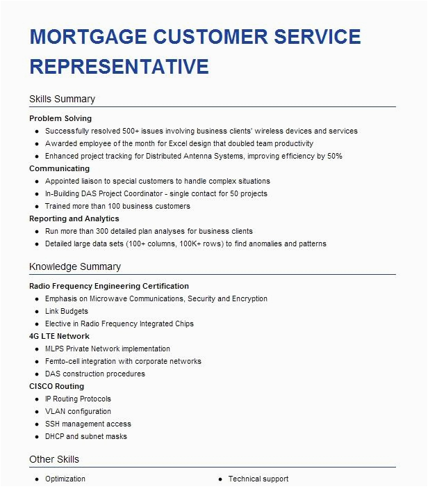 Sample Resume for Mortgage Customer Service Representative Customer Service Mortgage Representative Resume Example Bb&t Bank