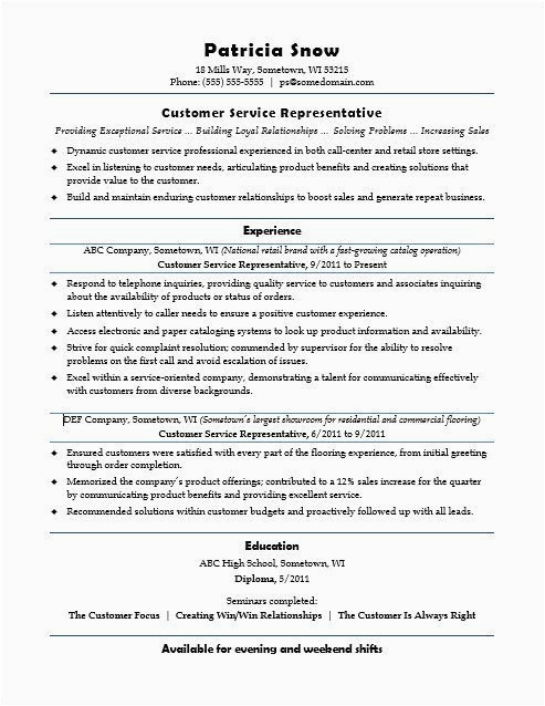 Sample Resume for Mortgage Customer Service Representative Customer Service Representative Resume Sample