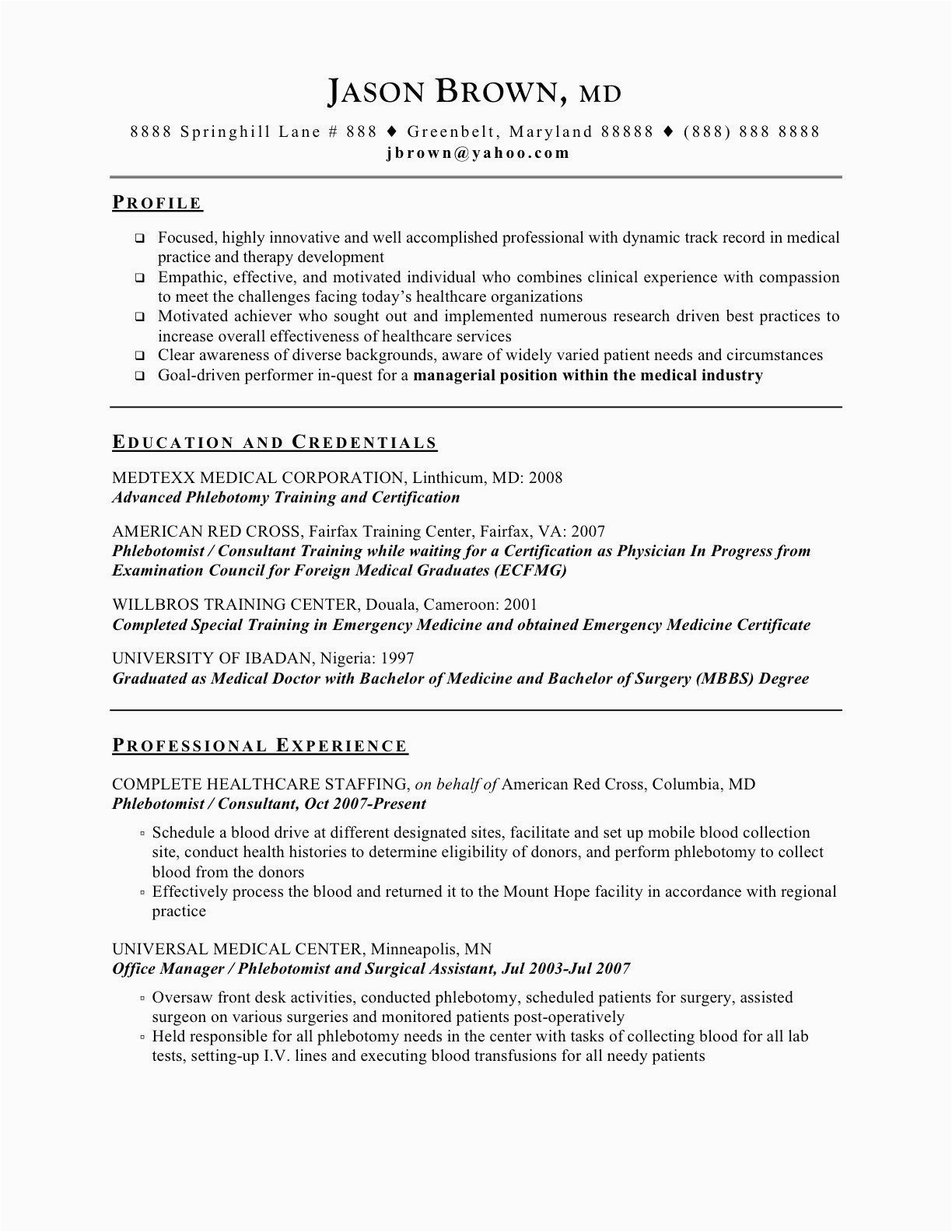Sample Resume for Phlebotomy with No Experience 25 Entry Level Phlebotomist Resume In 2020
