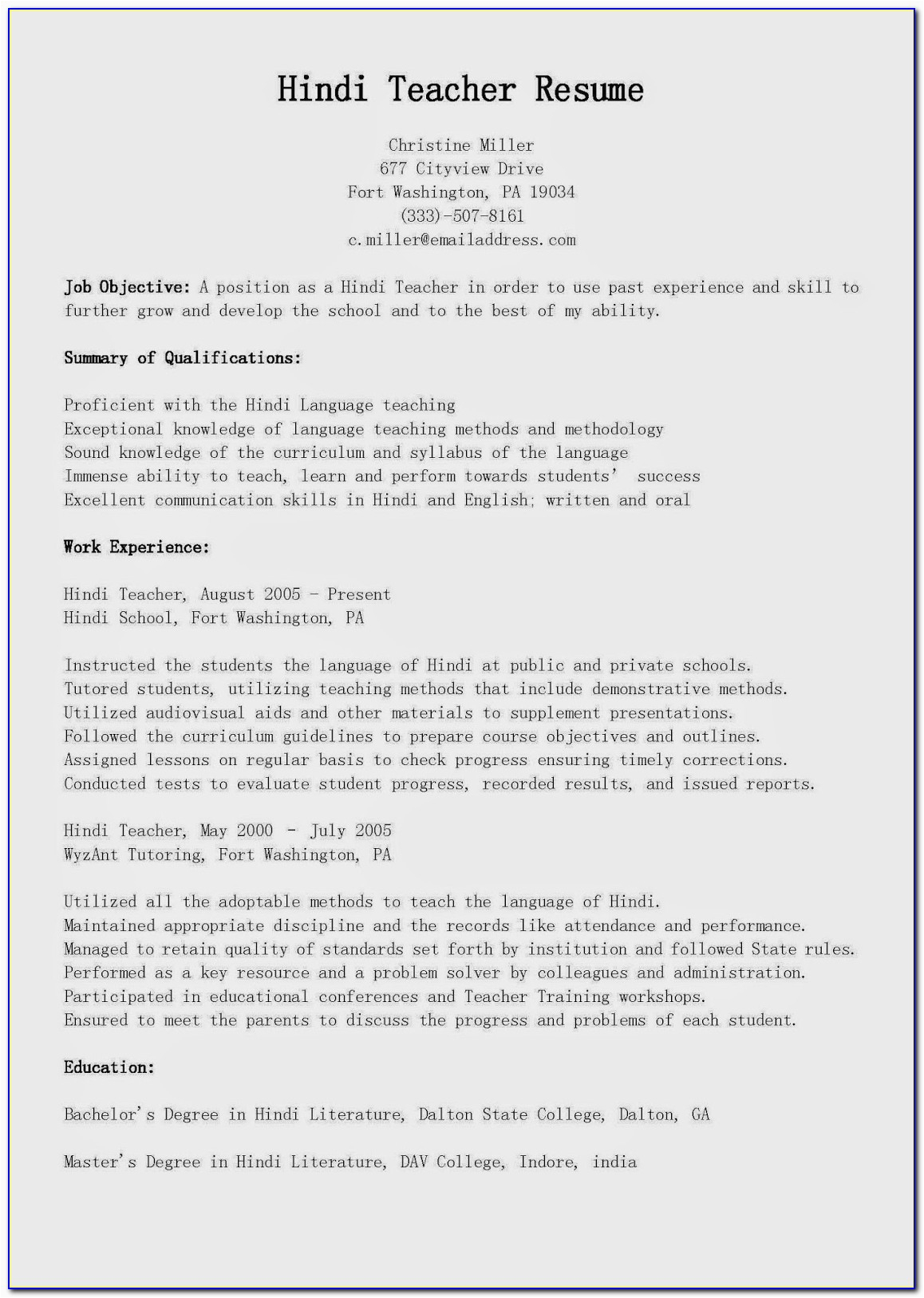 Sample Resume for Primary Teachers In India Indian Resume format Download Doc Blog Pointing In the Right Direction