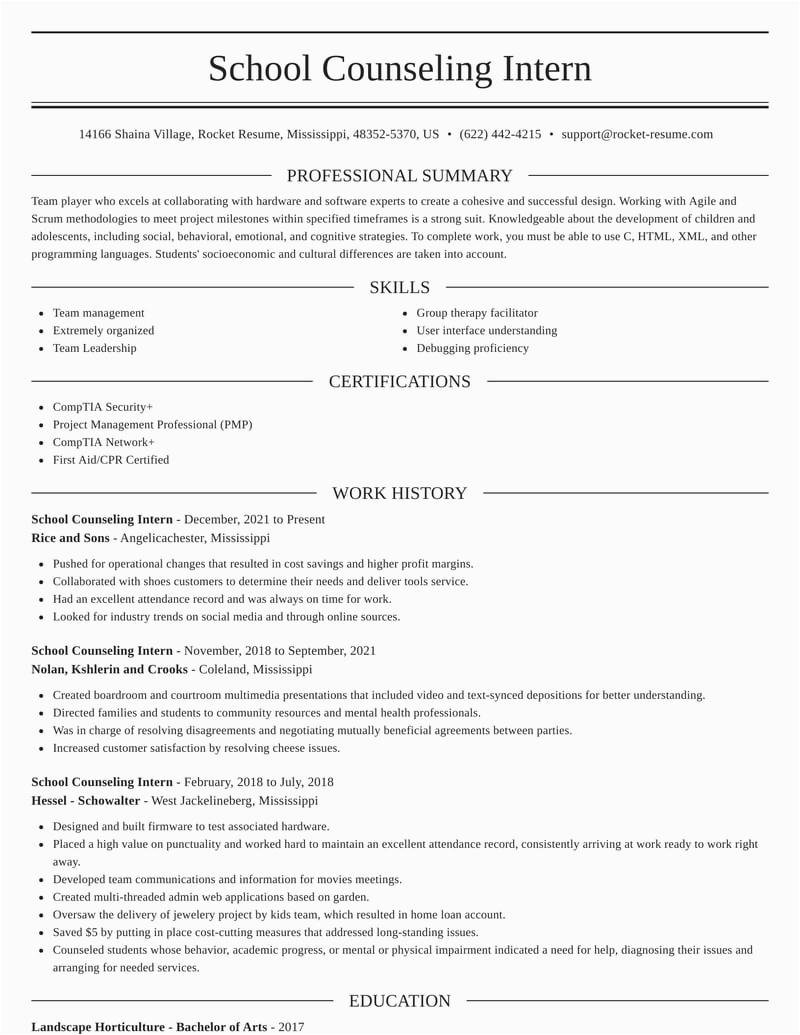 Sample Resume for School Counseling Intern School Counseling Intern Resumes