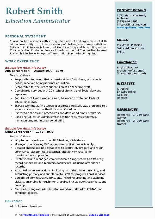 Sample Resume for School Office Manager Education Administrator Resume Samples