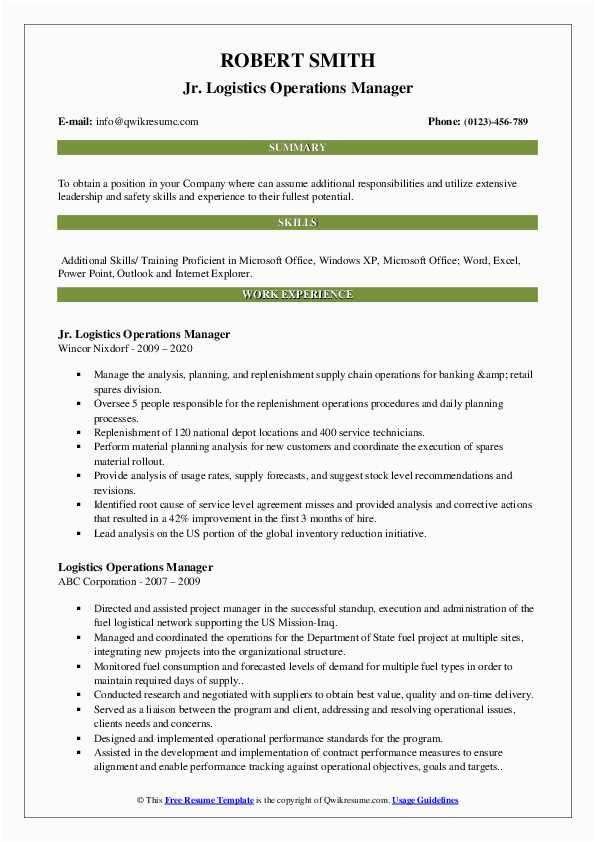 Sample Resume for Trucking Operations Manager Logistics Operations Manager Resume Samples