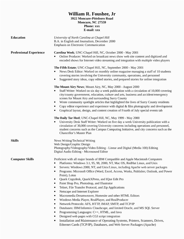 Sample Resume for Tv News Producer College News Producer Resume Template