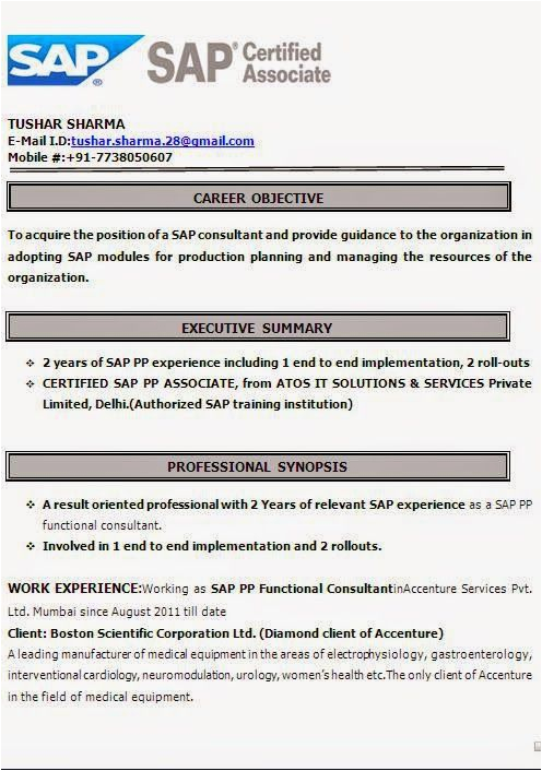Sample Resume for Two Year Experience In Sap Sap Abap 2 Years Experience Resume
