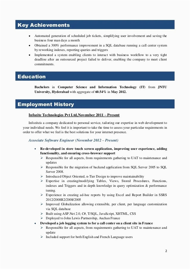 Sample Resume for Two Year Experience In Sap Sap Sd 2 Years Experience Resume
