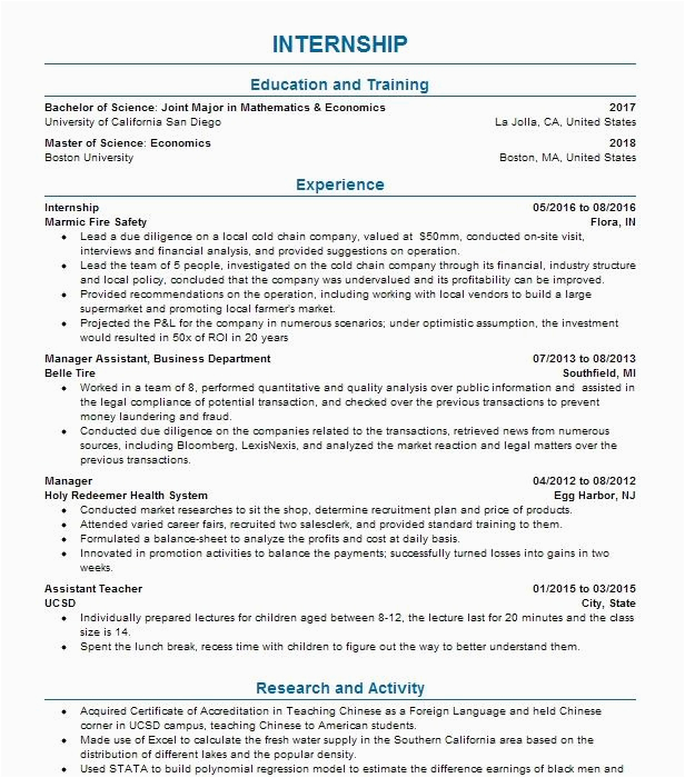 Sample Resume for Uc Berkeley Students Economics Research assistant Resume Example University California