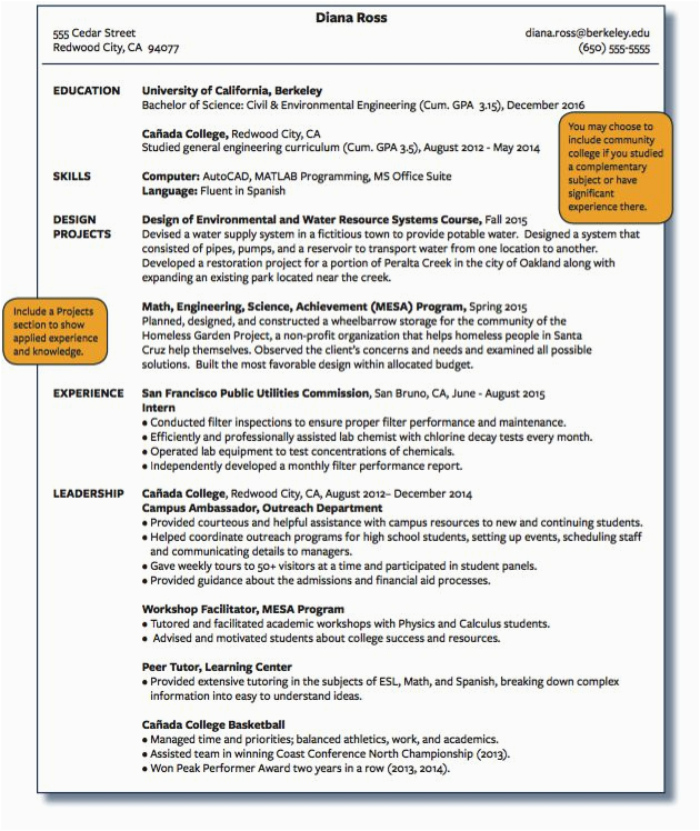 Sample Resume for Uc Berkeley Students Example Berkeley Resume Examples Resume Cv