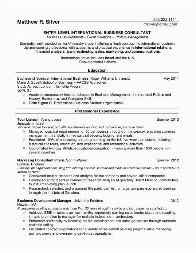 Sample Resume From Internatona Student for Entry Level Jobs Resume Samples for College Students and Recent Grads