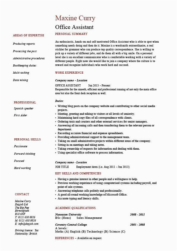 Sample Resume Objective for Office Staff Fice assistant Resume
