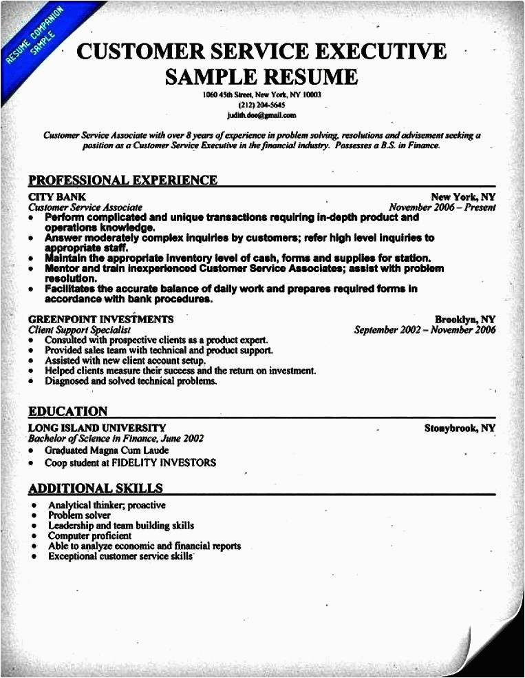 Sample Resume Of Customer Care Executive Resume format for Customer Care Executive Free Samples Examples