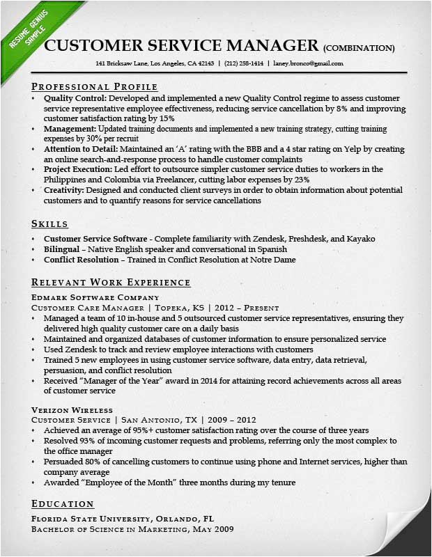 Sample Resume Of Customer Support Manager Customer Service Resume Samples & Writing Guide