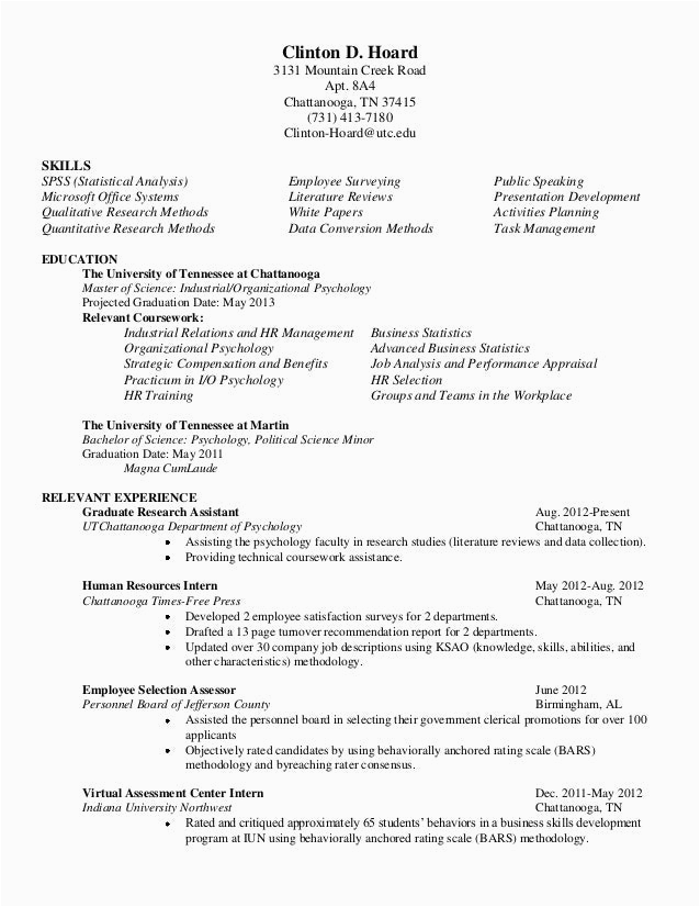 Sample Resume with Bachelors and Masters Degrees General Resume Clinton D Hoard