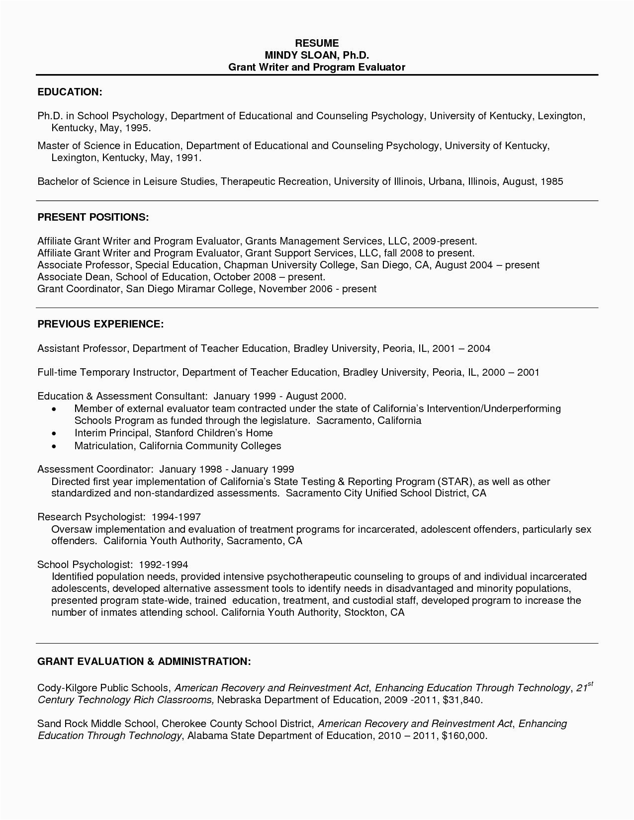 Sample Resume with Bachelors and Masters Degrees Resume Sample for Psychology Graduate Free Resume Templates