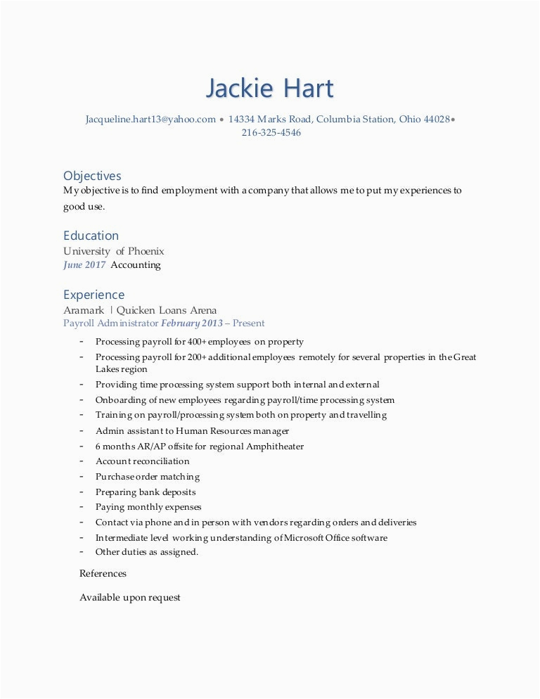 Sample Resume with Only One Job Experience Resume One Job