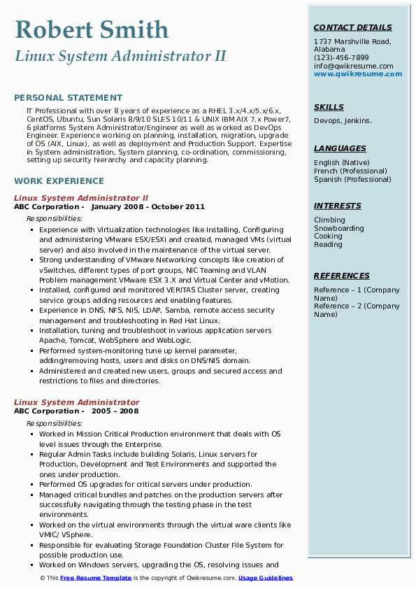 Sample Resumes for Linux System Administrator Linux System Administrator Resume Samples