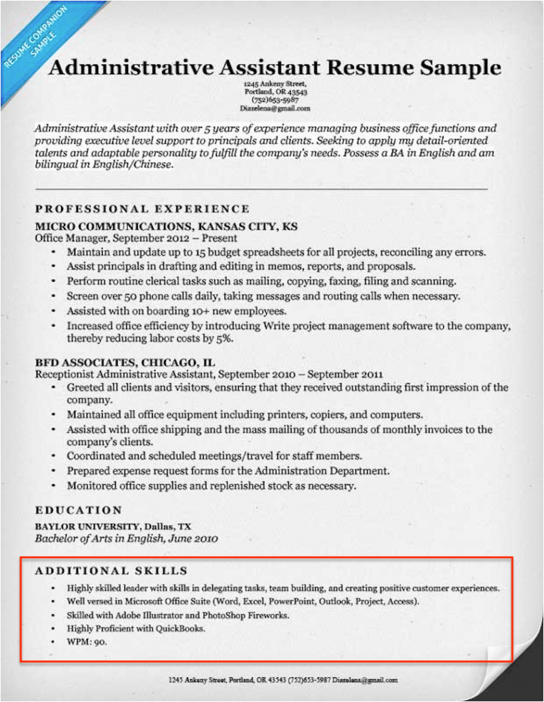 Sample Skills for Administrative assistant Resume 20 Skills for Resumes Examples Included