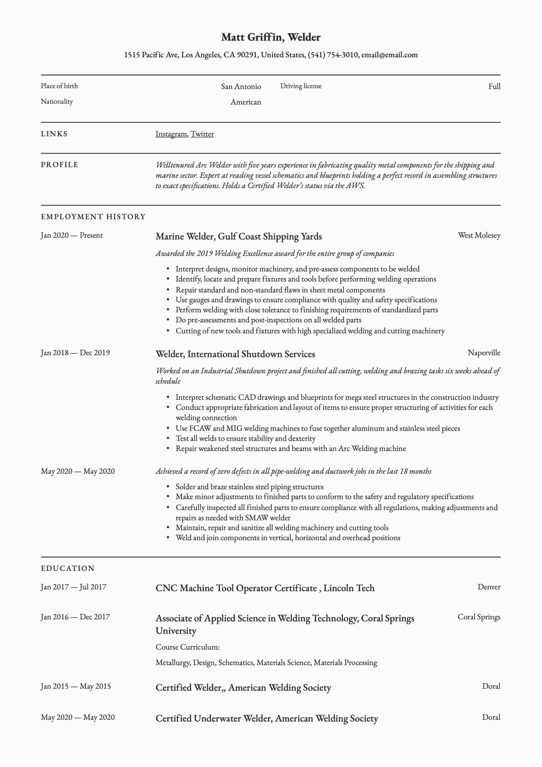 Samples Of Entry Level Welding Resumes Entry Level Welding Resume Templates Scrappycritter
