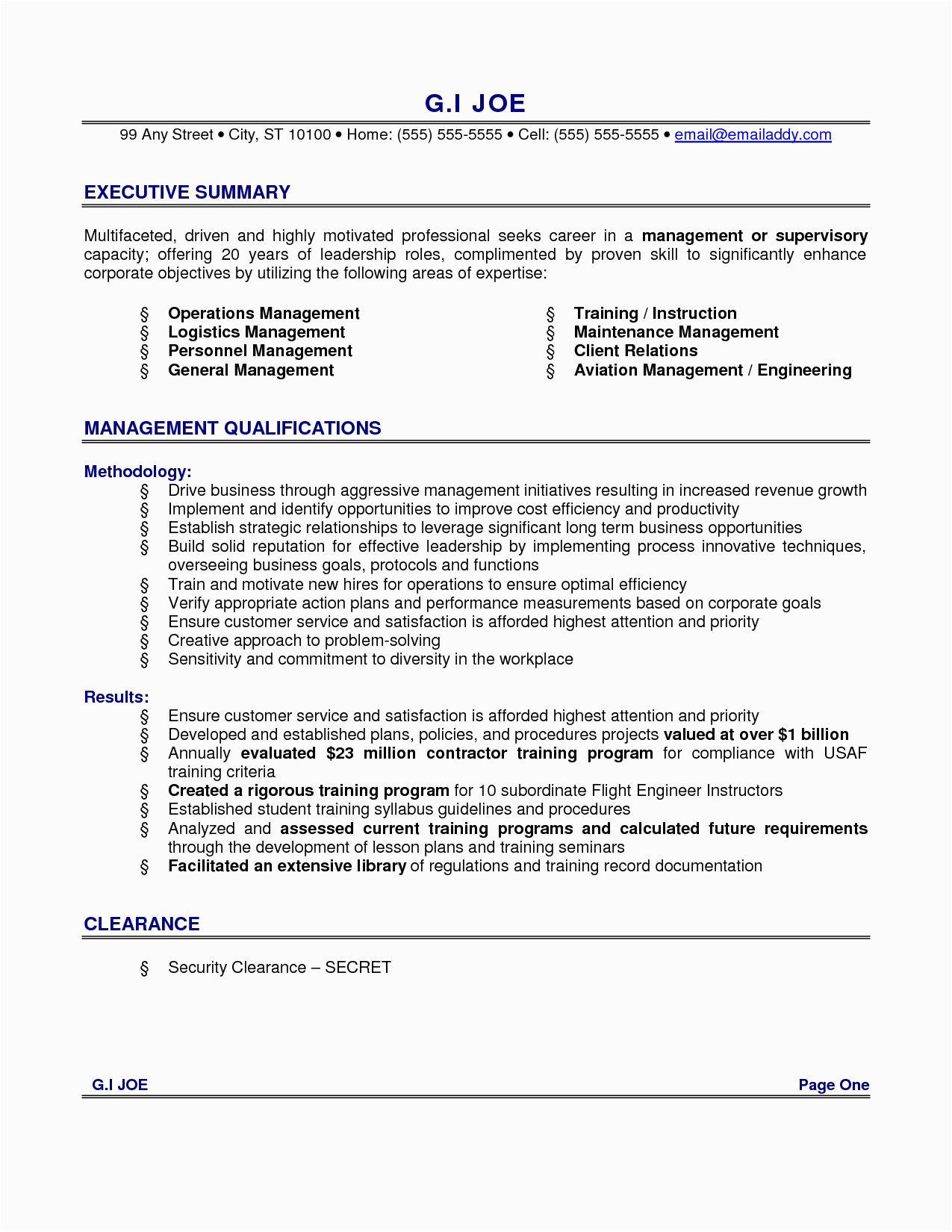 Samples Of Executive Summary for Resume Executive Resume Example as Writing Guidelines