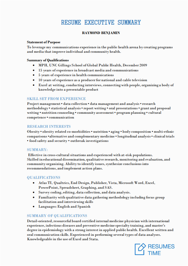 Samples Of Executive Summary for Resume Executive Resume Samples and Examples to Help You Get A Good Job