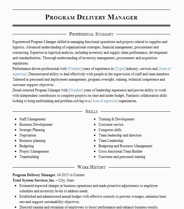 Sap Service Delivery Manager Sample Resume Sap Program Delivery Manager Resume Example Pany Name New York