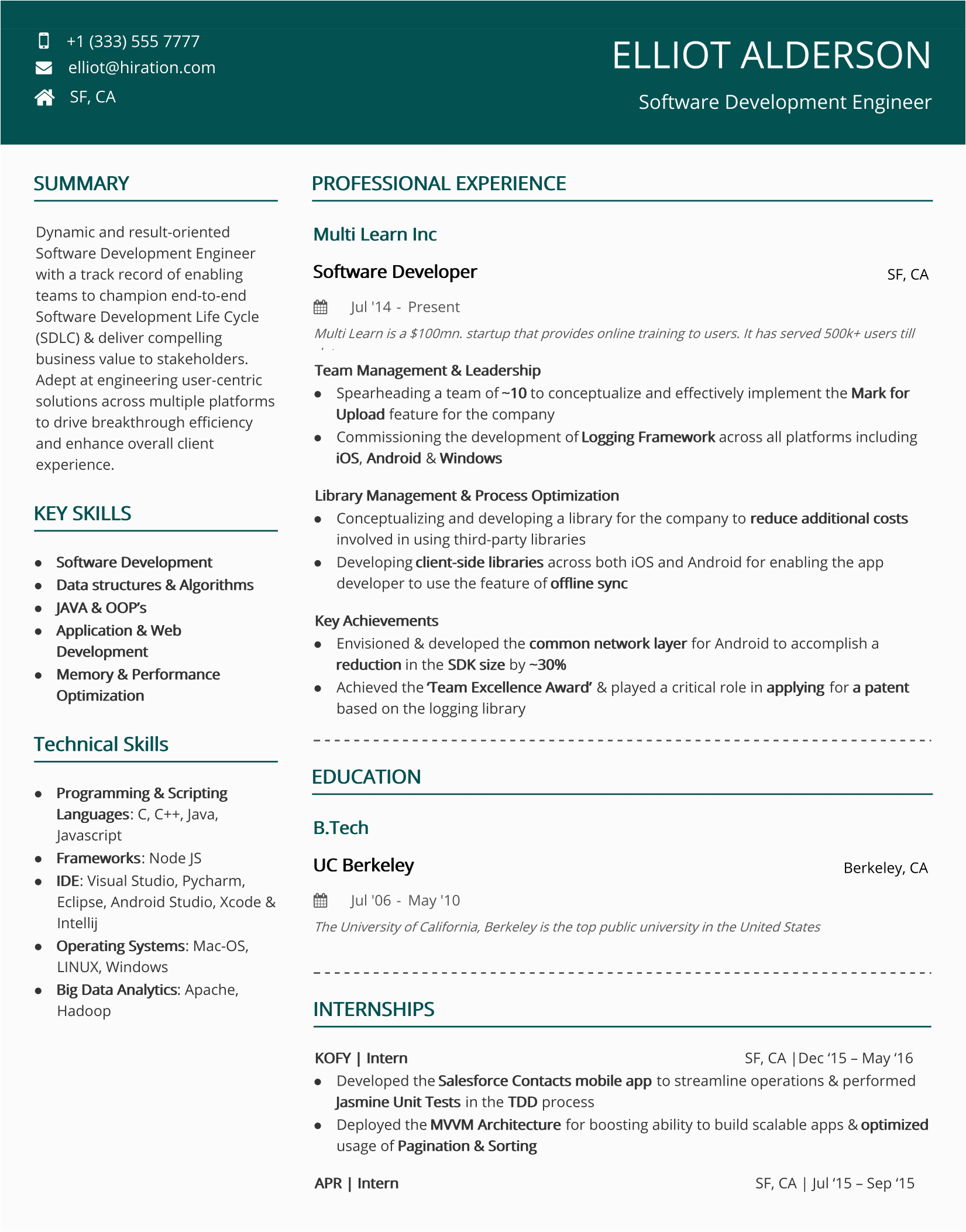 Software Engineer One Page Resume Sample E Page Resume Ultimate 2021 Guide with 10 Examples and Samples