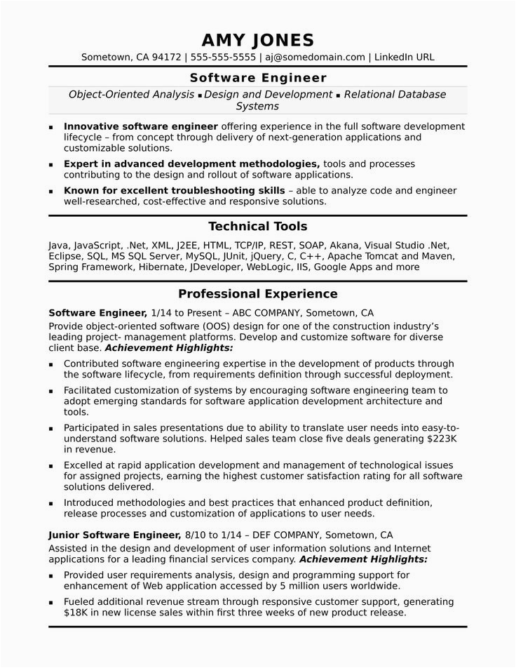 Software Engineer Sample Resume No Experience software Developer Resume No Experience Awesome Junior software