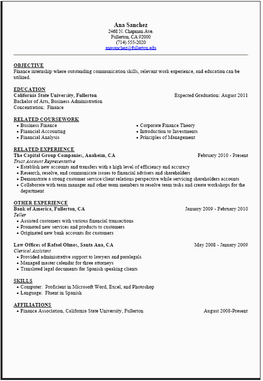 Bank Of America Intern Resume Sample How to Put Your Internship Your Resume tory Johnson Answers A