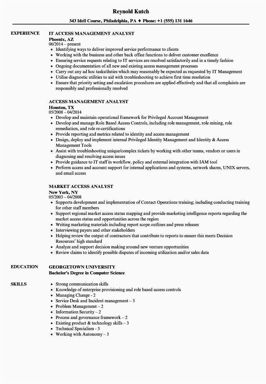 Business Analyst Access Management Sample Resume Access Analyst Resume Samples