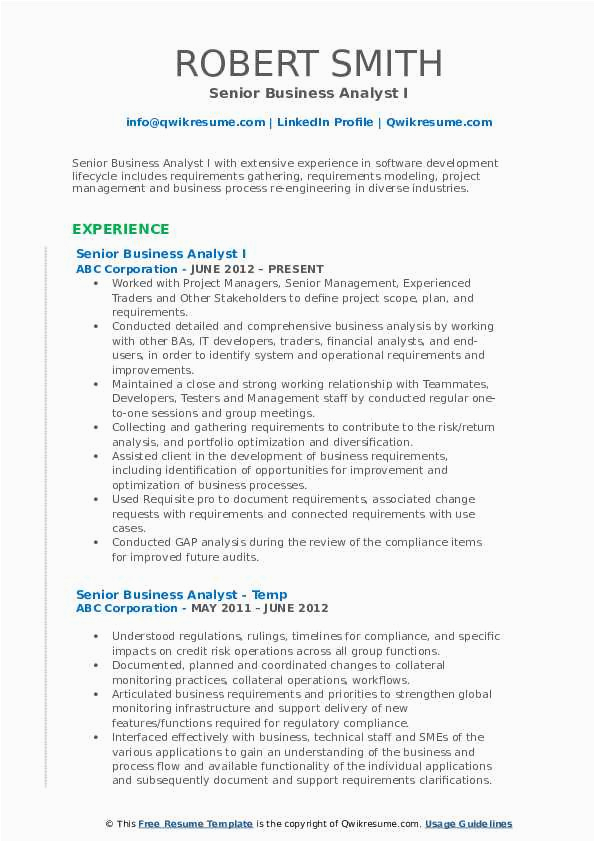 Business Analyst Access Management Sample Resume Senior Business Analyst Resume Samples