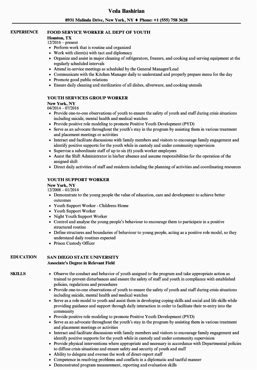 Child and Youth Worker Resume Samples Child and Youth Worker Job Description for Resume