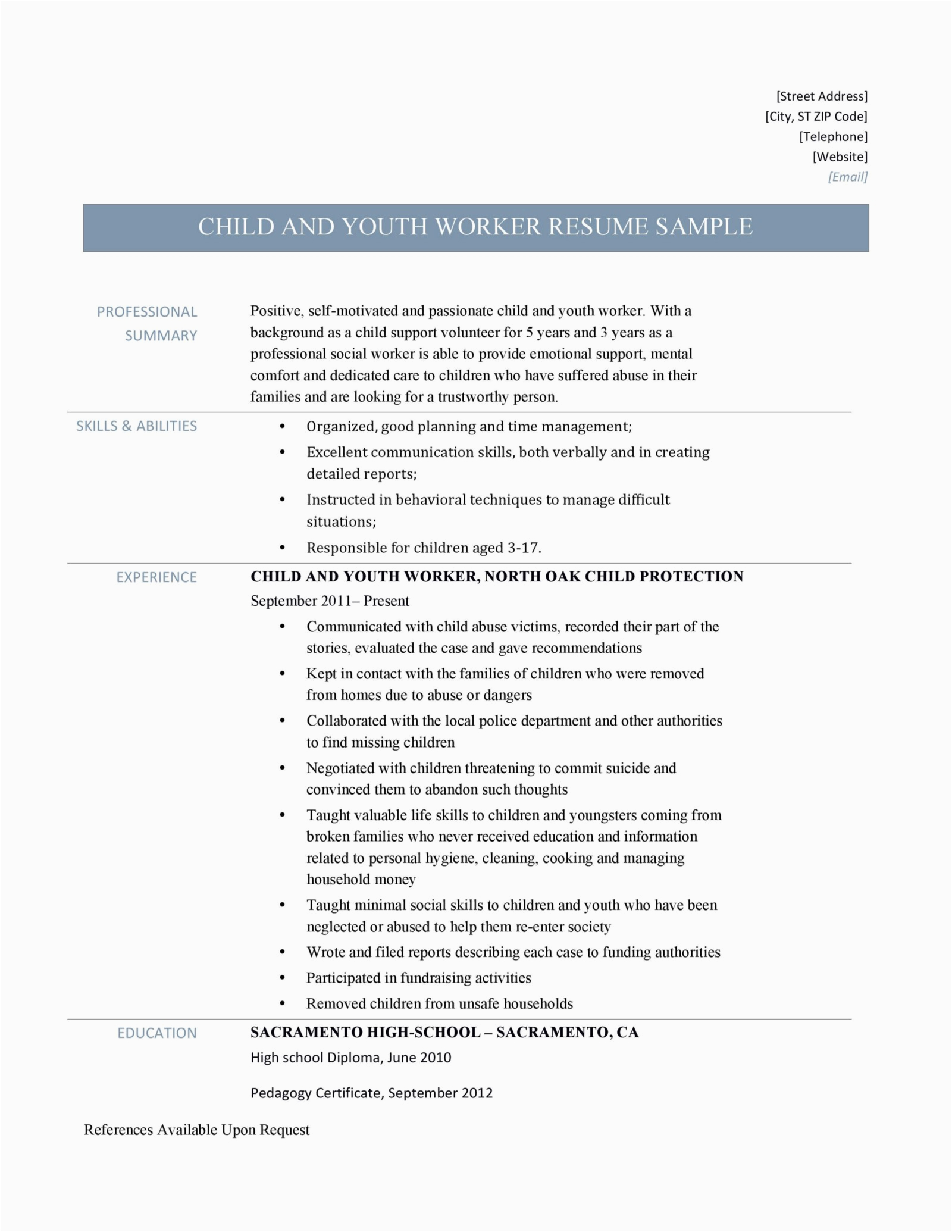 Child and Youth Worker Resume Samples Child and Youth Worker Resume Template and Job Description