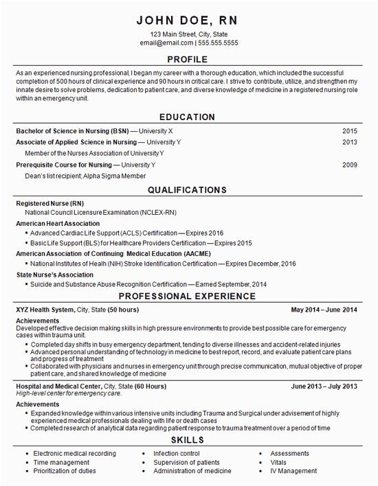 Entry Level Registered Nurse Resume Sample Registered Nurse Resume Example Entry Level