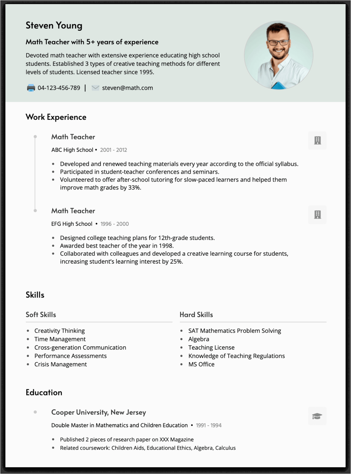 Math Tutor Sample Resume without Experience Math Teacher Resume Examples with without Experience