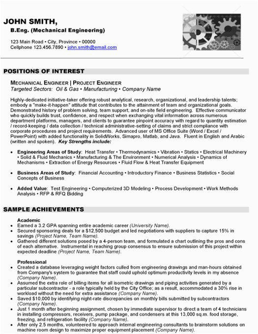 Oil and Gas Electrical Engineer Resume Sample Here to This Mechanical Engineer Resume
