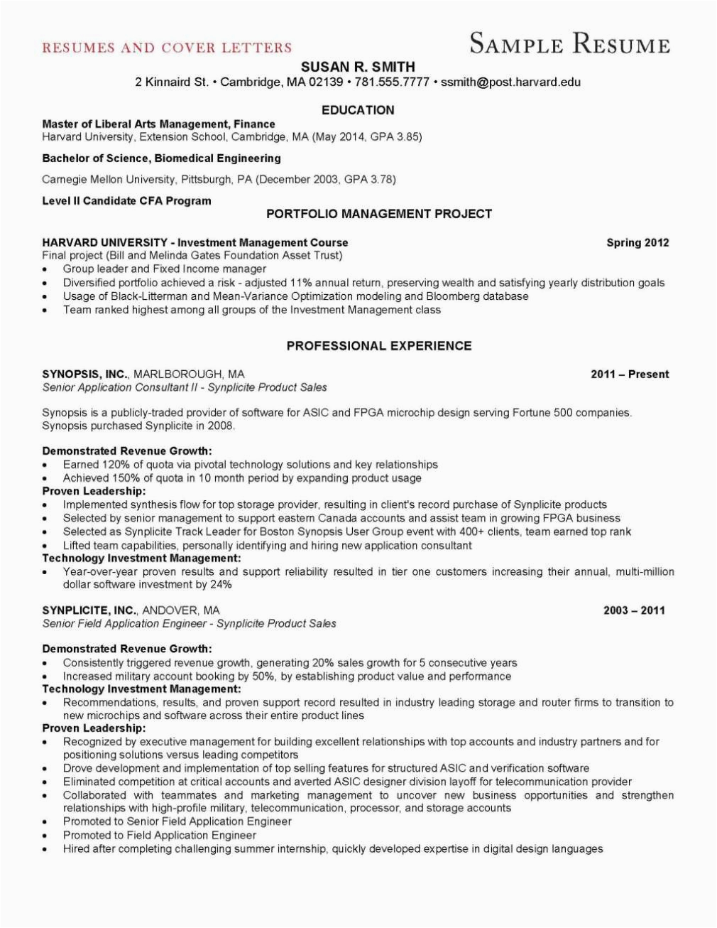 Resume for Masters Application Sample Harvard Mba Resume Sample Harvard