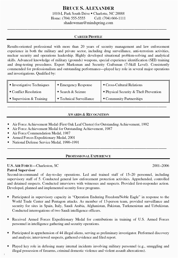 Resume Sample for the Air force Sample Resume Us