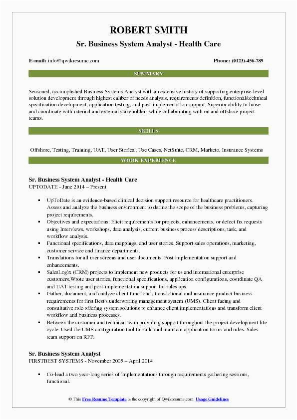 Resume Samples for Business System Analyst Business System Analyst Resume Samples
