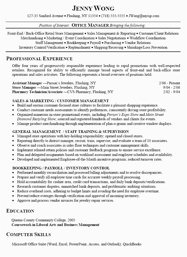 Resume Samples for Retail Store Jobs 👍 Retail Store Manager Resume Retail Manager Resume Sample & Writing