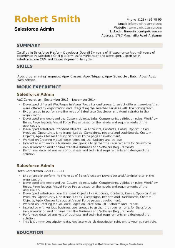 Salesforce Dx Roles and Responsibilities and Sample Resumes Salesforce Admin Resume Samples