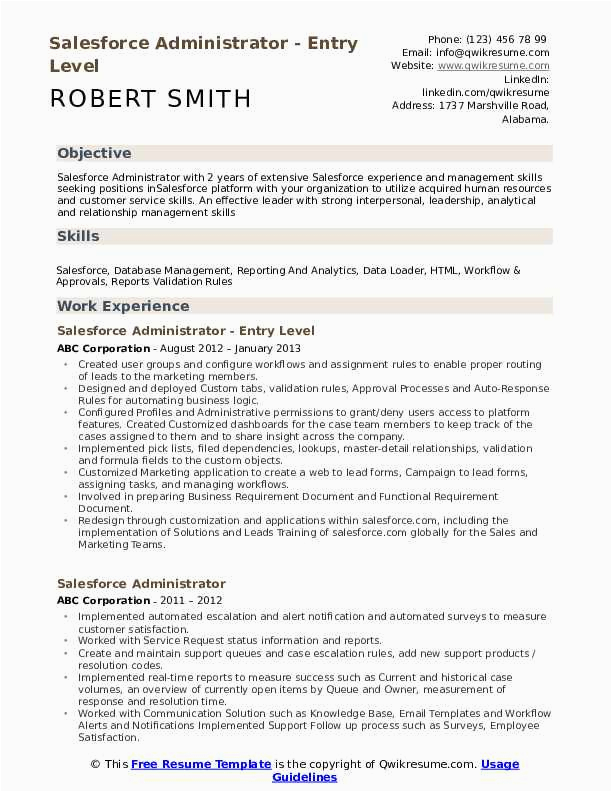 Salesforce Dx Roles and Responsibilities and Sample Resumes Salesforce Administrator Resume Samples