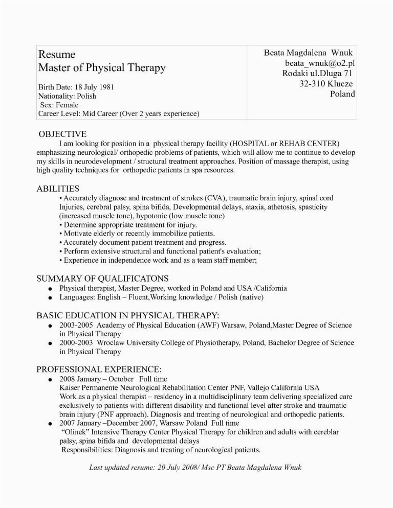 Sample Massage therapist Resume No Experience Sample Resume for Massage therapist with No Experience Resume