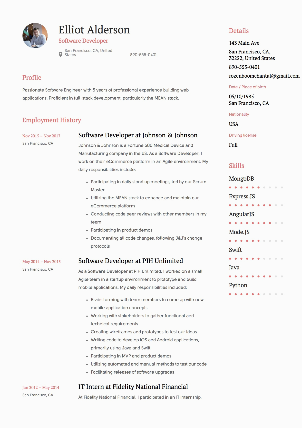 Sample Of Resume for software Developer Guide software Developer Resume [ 12 Samples] Word & Pdf