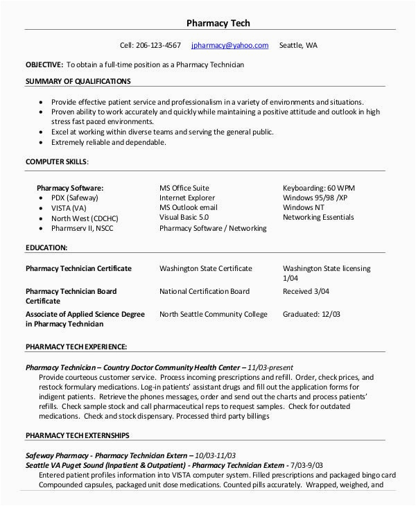 Sample Resume Description Pediatric Pharmacy Technician 10 Pharmacy Technician Resume Templates Pdf Doc