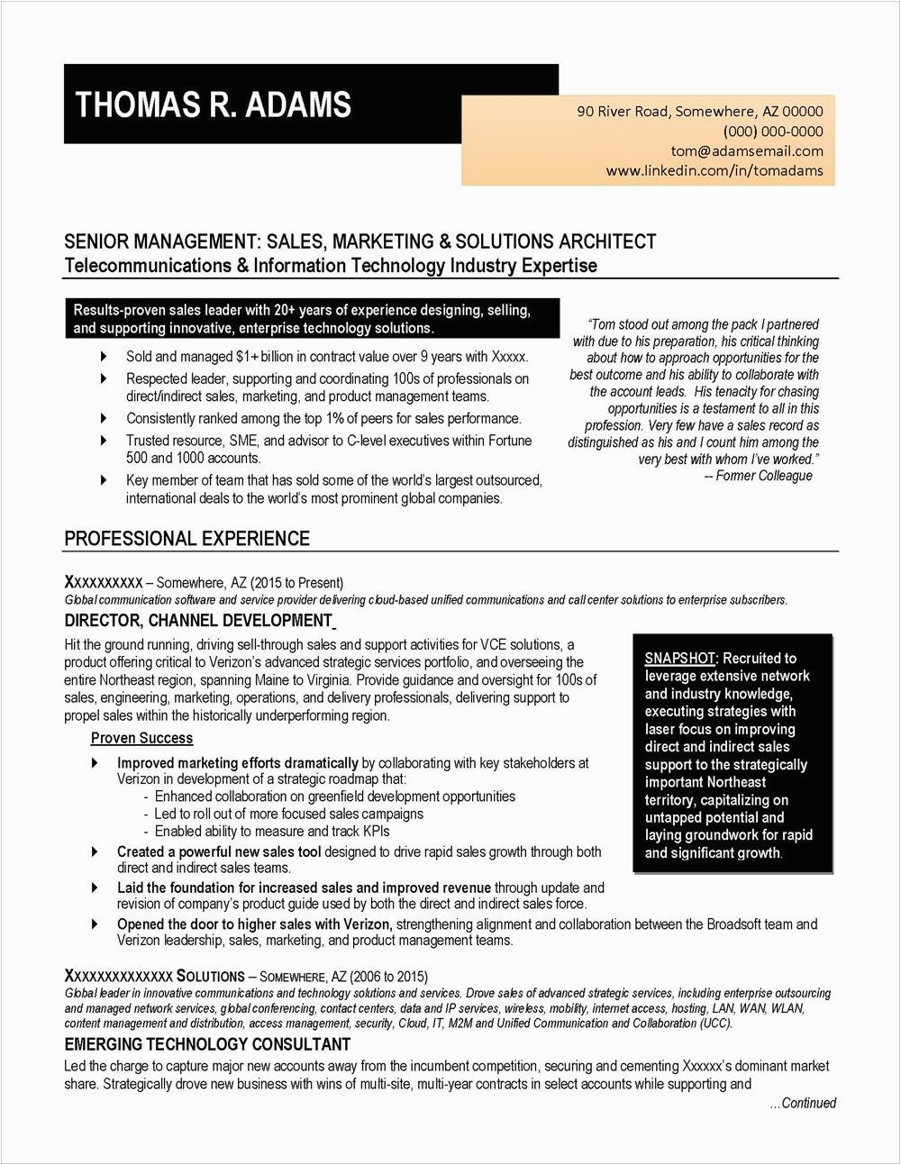 Sample Resume for A Sale Manager Telecomunication Example Of Resume Written for A Tele Munications Industry Sales