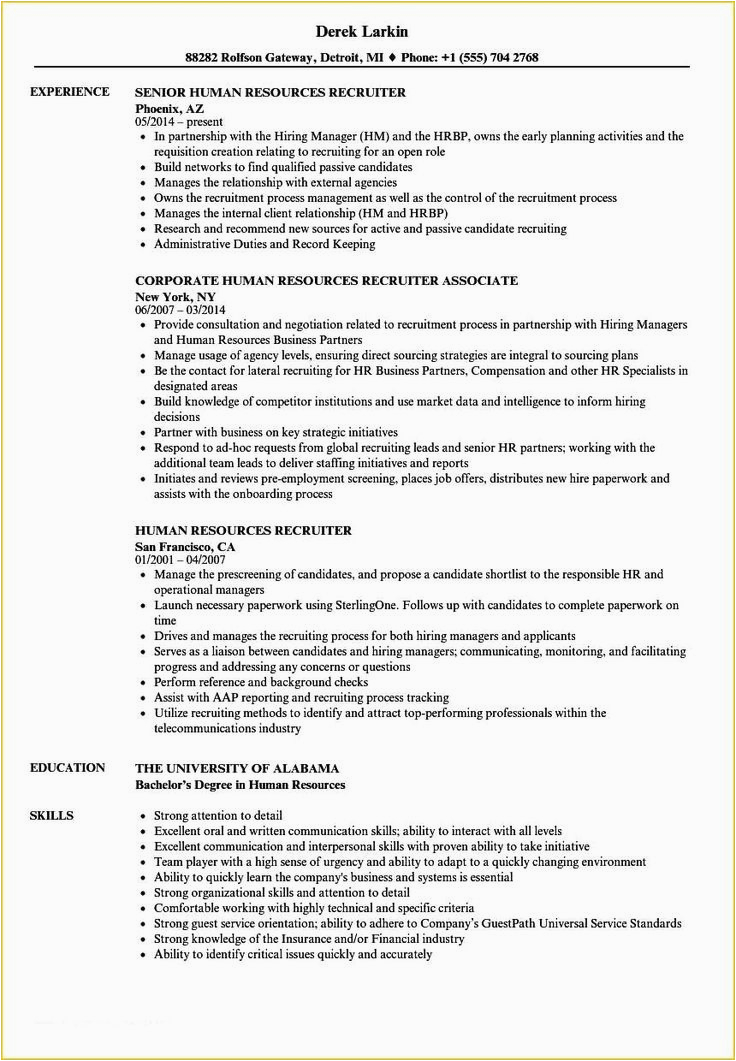 Sample Resume for Entry Level Recruiter Entry Level Recruiter Resume at Templates